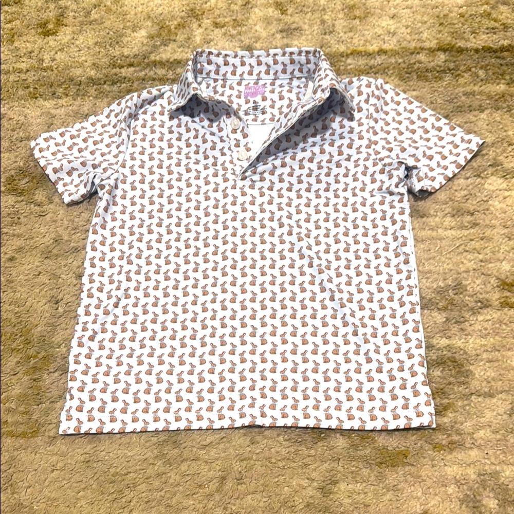 Pop’s Polos Poppy Kids Co Toddler Boy Blue Bunny Easter Polo 4T